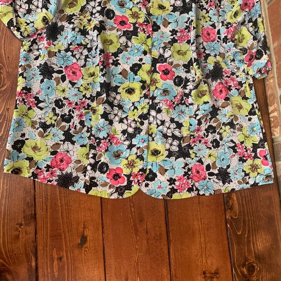 Pendleton 16W Bright Floral Women's Short Sleeve Button Down Top Blouse EUC - Picture 5 of 11